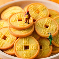 春日喜呈金錢餅獨立包裝休閑零食喜事新年祝福語創意年貨招待餅干